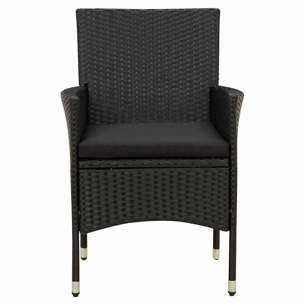 udendørs spisebordssæt 9 dele med hynder polyrattan sort