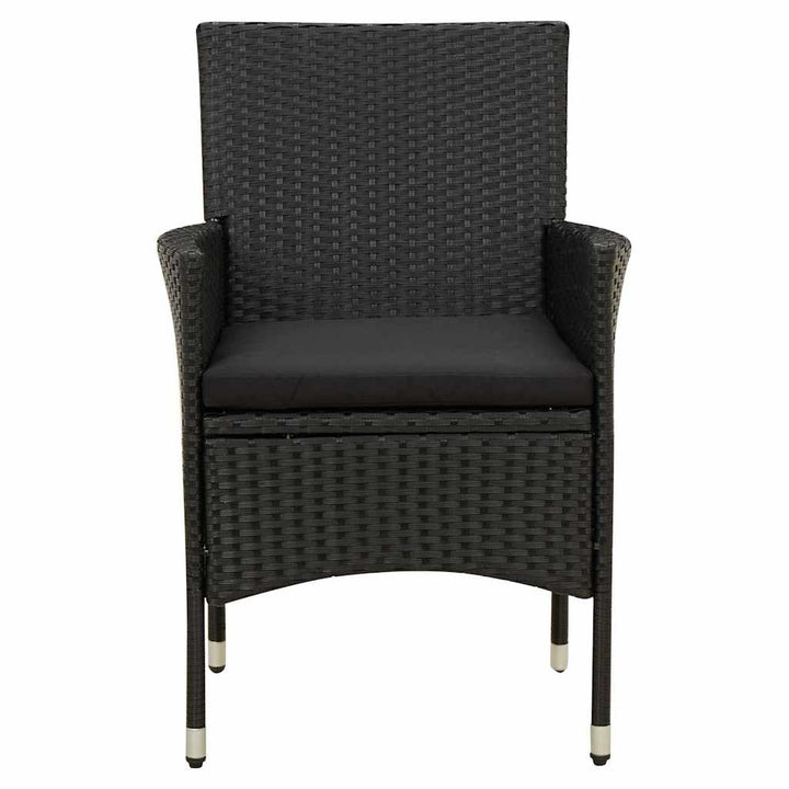 udendørs spisebordssæt 9 dele med hynder polyrattan sort