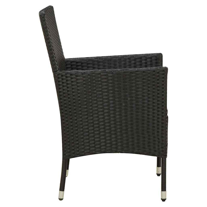 udendørs spisebordssæt 9 dele med hynder polyrattan sort