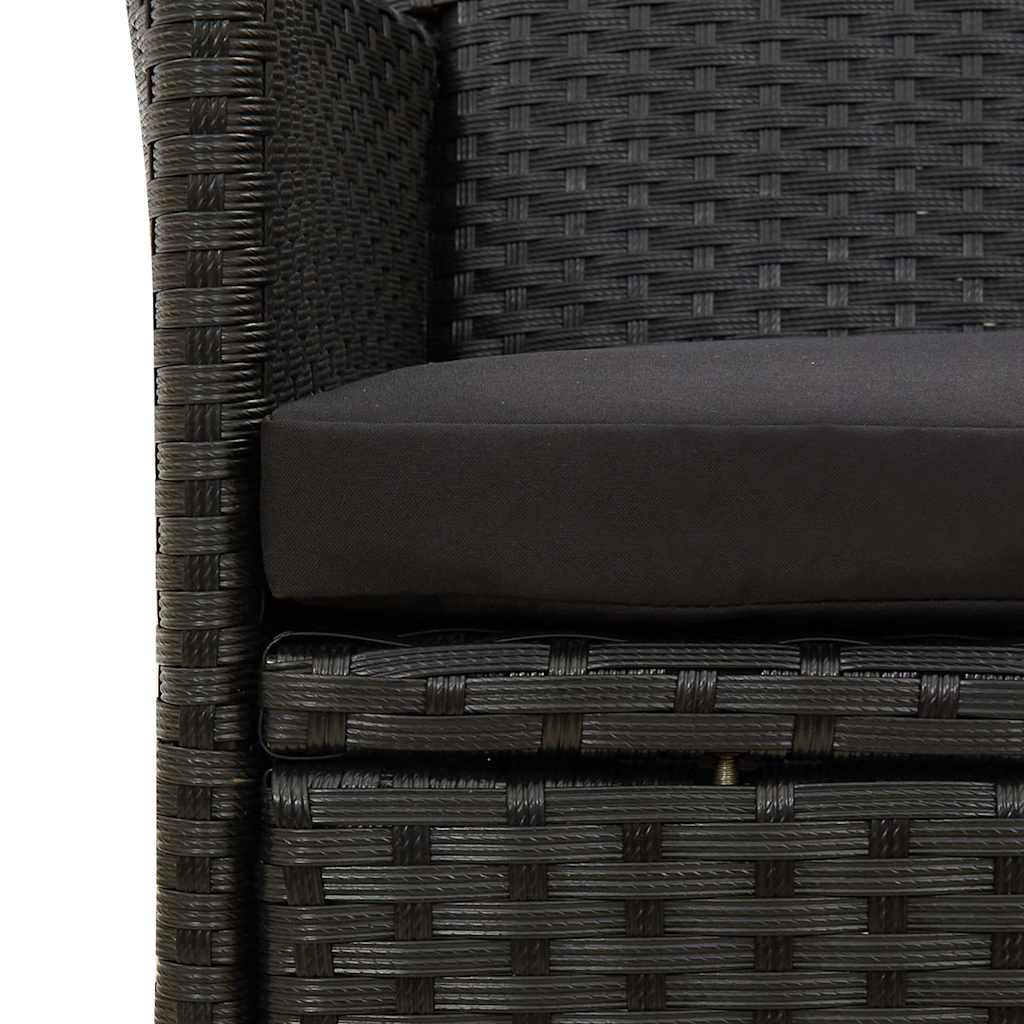 udendørs spisebordssæt 9 dele med hynder polyrattan sort