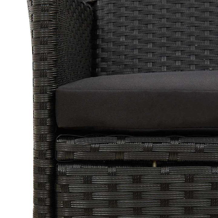 udendørs spisebordssæt 9 dele med hynder polyrattan sort