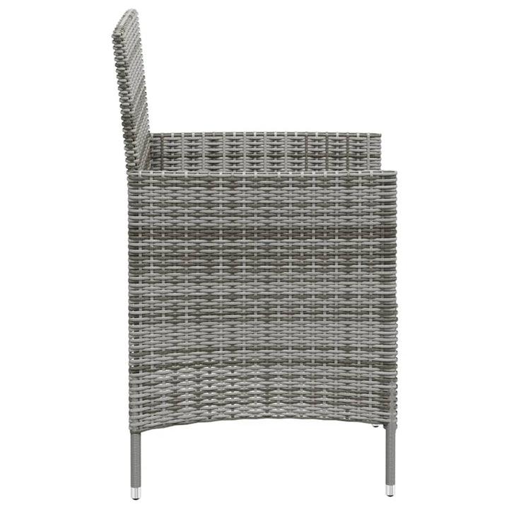 udendørs spisebordssæt 3 dele med hynder polyrattan grå
