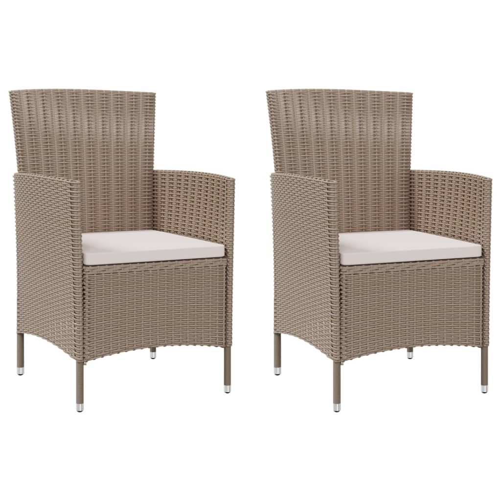 udendørs spisebordssæt 3 dele med hynder polyrattan beige