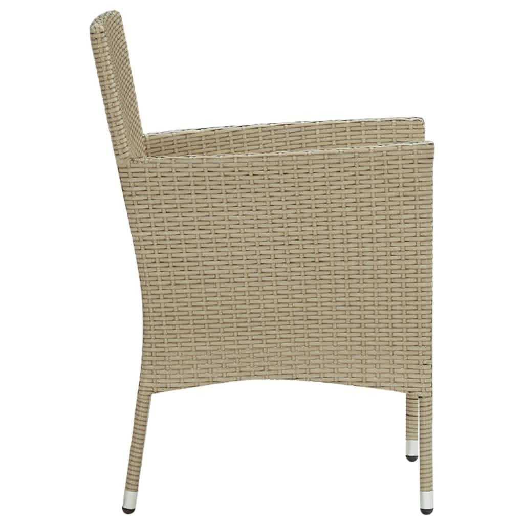 spisebordssæt til haven med hynder 5 dele polyrattan beige