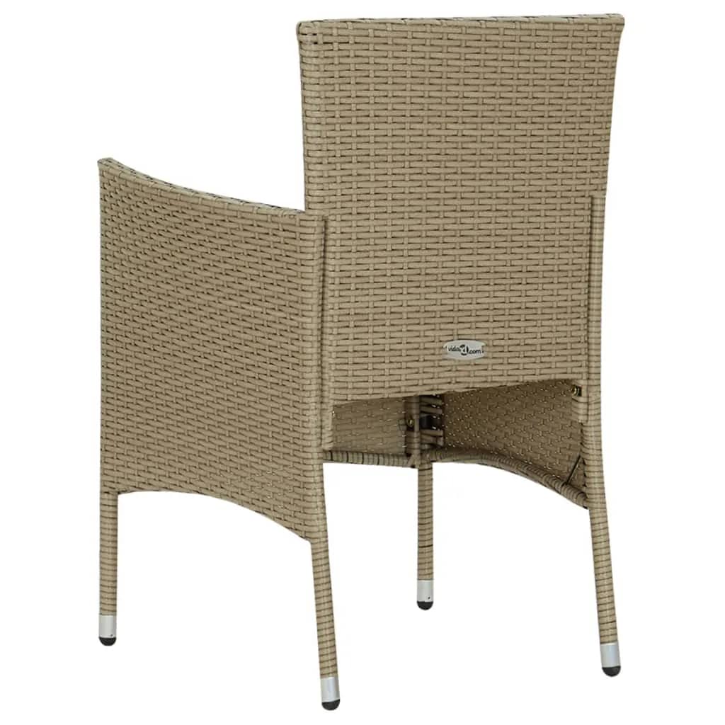 spisebordssæt til haven med hynder 5 dele polyrattan beige