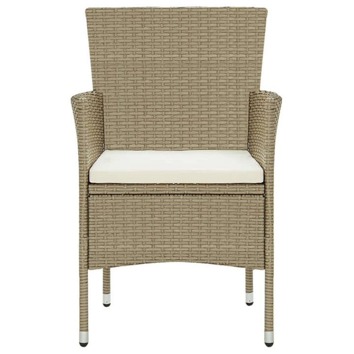 spisebordssæt til haven med hynder 5 dele polyrattan beige