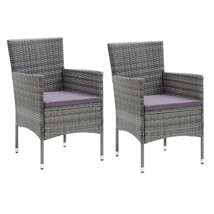 spisebordssæt til haven 3 dele med hynder polyrattan grå