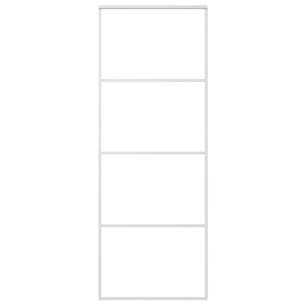 skydedør 76x205 cm hærdet glas og aluminium hvid