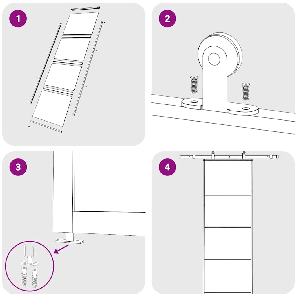 skydedør 76x205 cm hærdet glas og aluminium hvid
