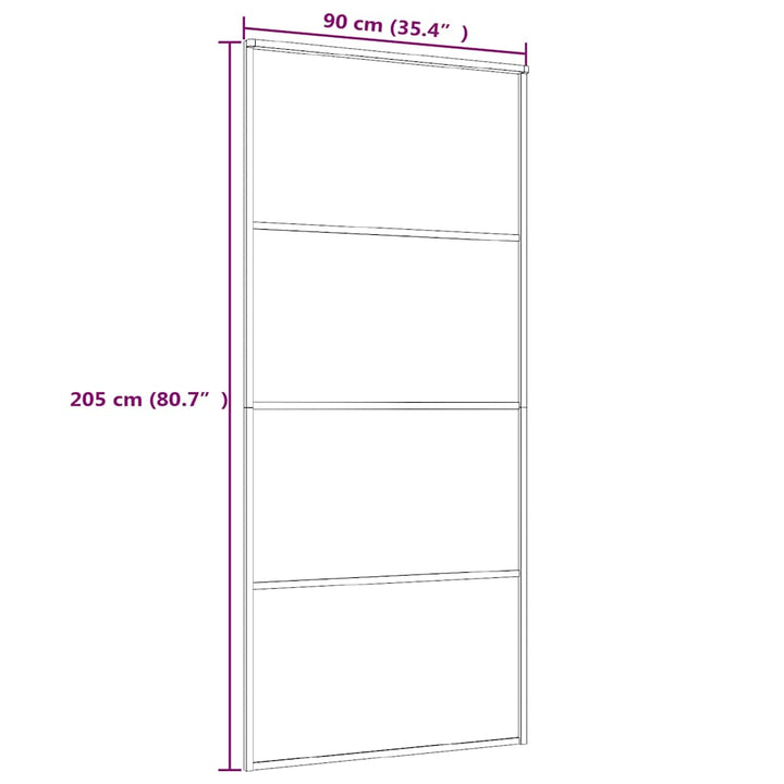 skydedør 90x205 cm hærdet glas og aluminium hvid