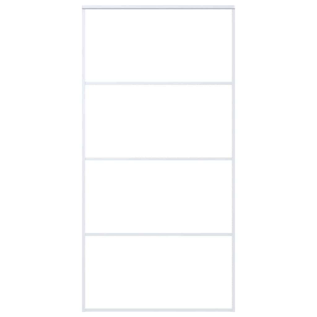skydedør 102,5x205 cm hærdet glas og aluminium hvid