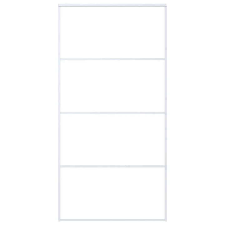 skydedør 102,5x205 cm hærdet glas og aluminium hvid