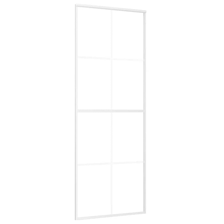skydedør 76x205 cm hærdet matteret glas og aluminium hvid