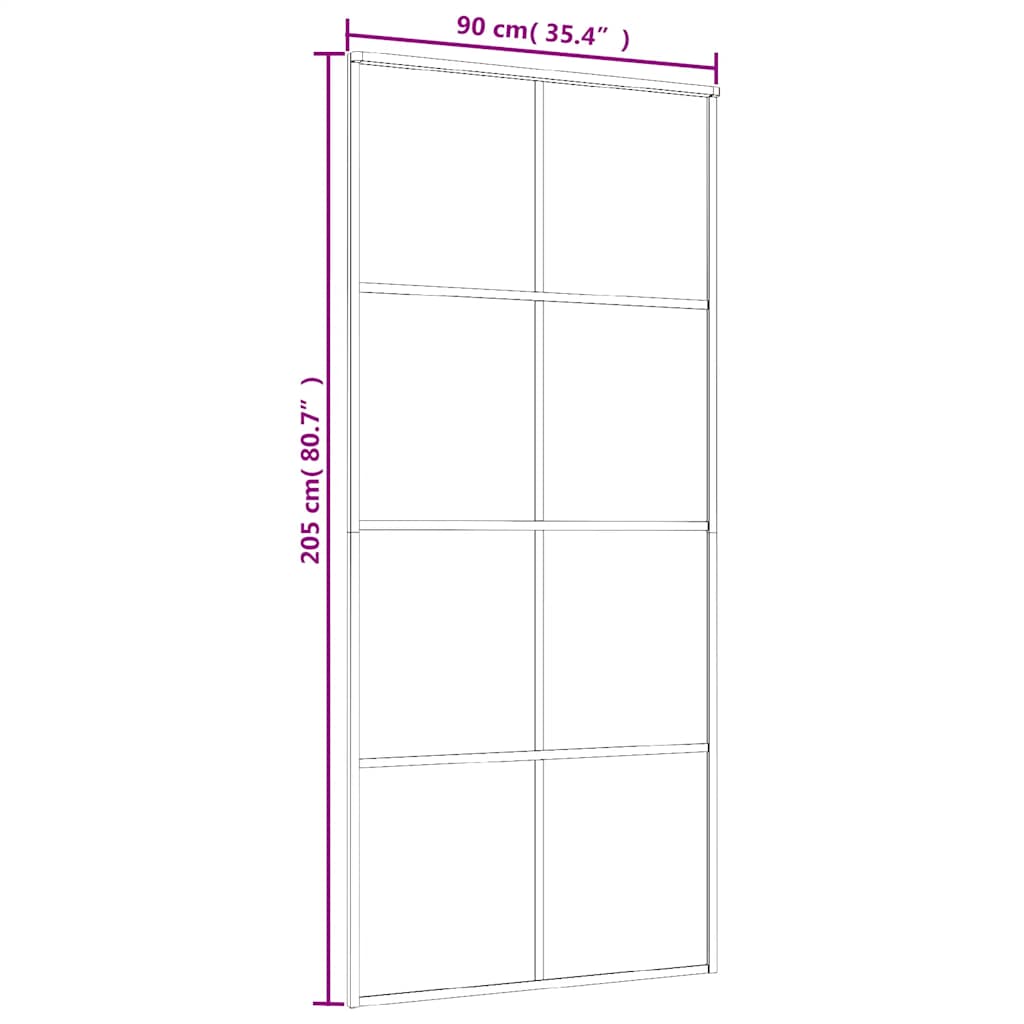 skydedør 90x205 cm sikkerhedsglas og aluminium sort