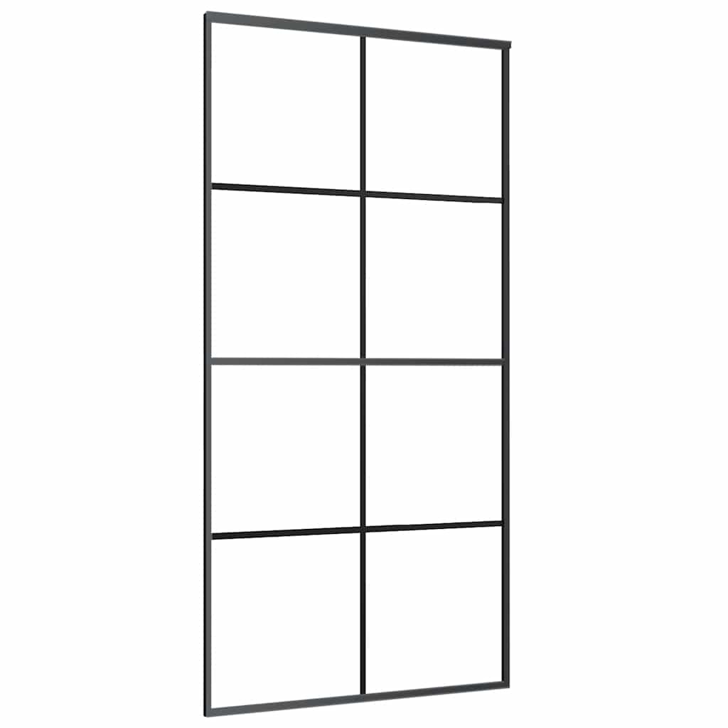 skydedør 102,5x205 cm sikkerhedsglas og aluminium sort