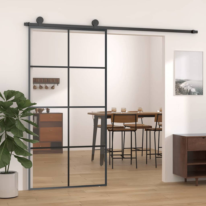skydedør 102,5x205 cm sikkerhedsglas og aluminium sort