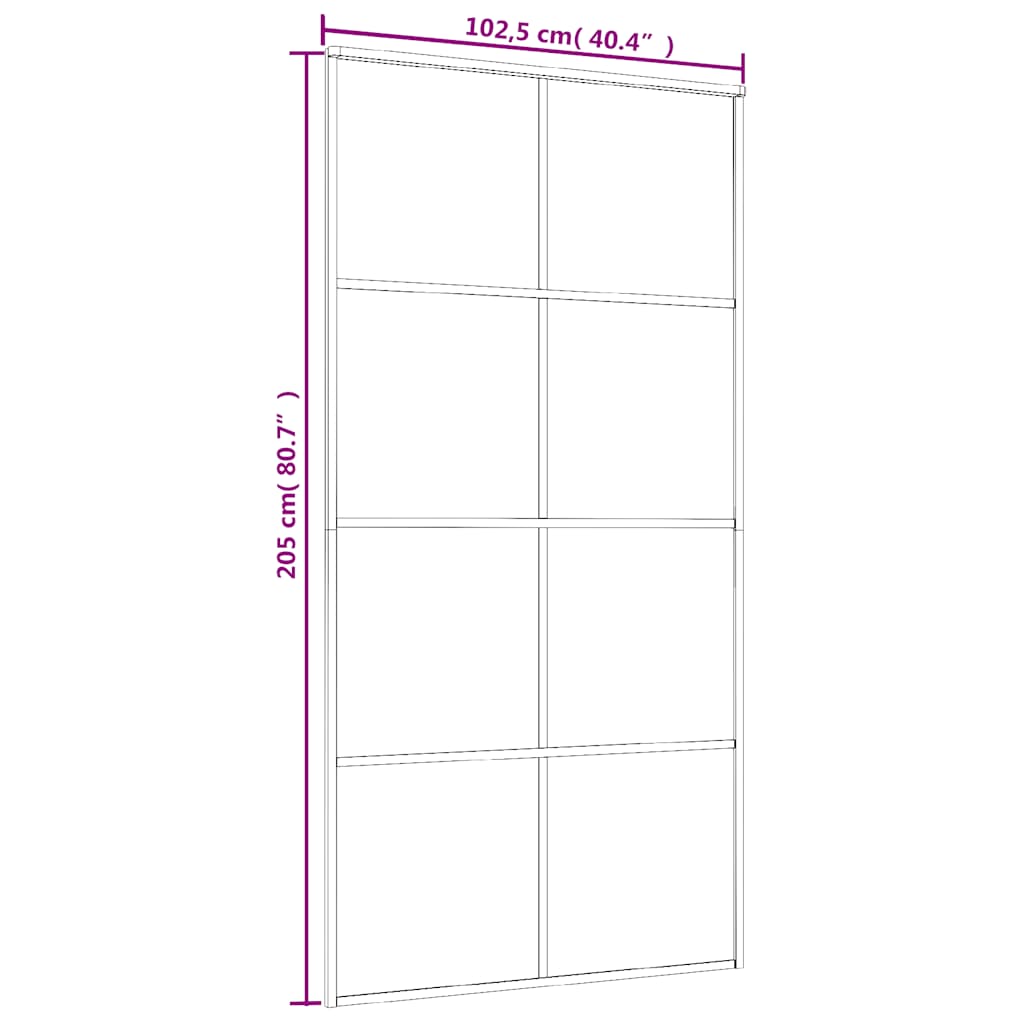 skydedør 102,5x205 cm hærdet glas og aluminium hvid