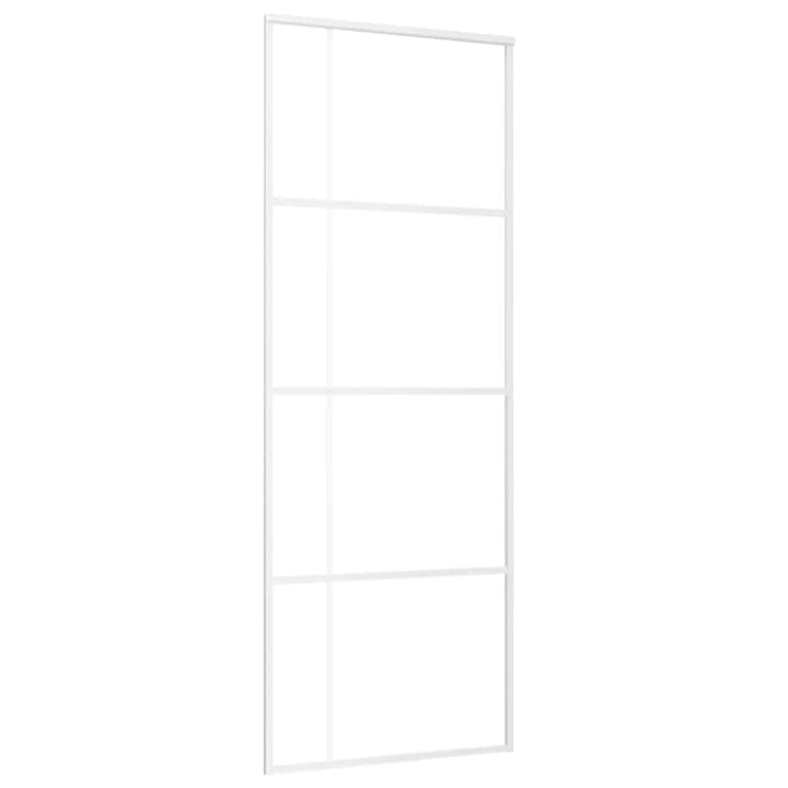 skydedør 76x205 cm hærdet glas og aluminium hvid