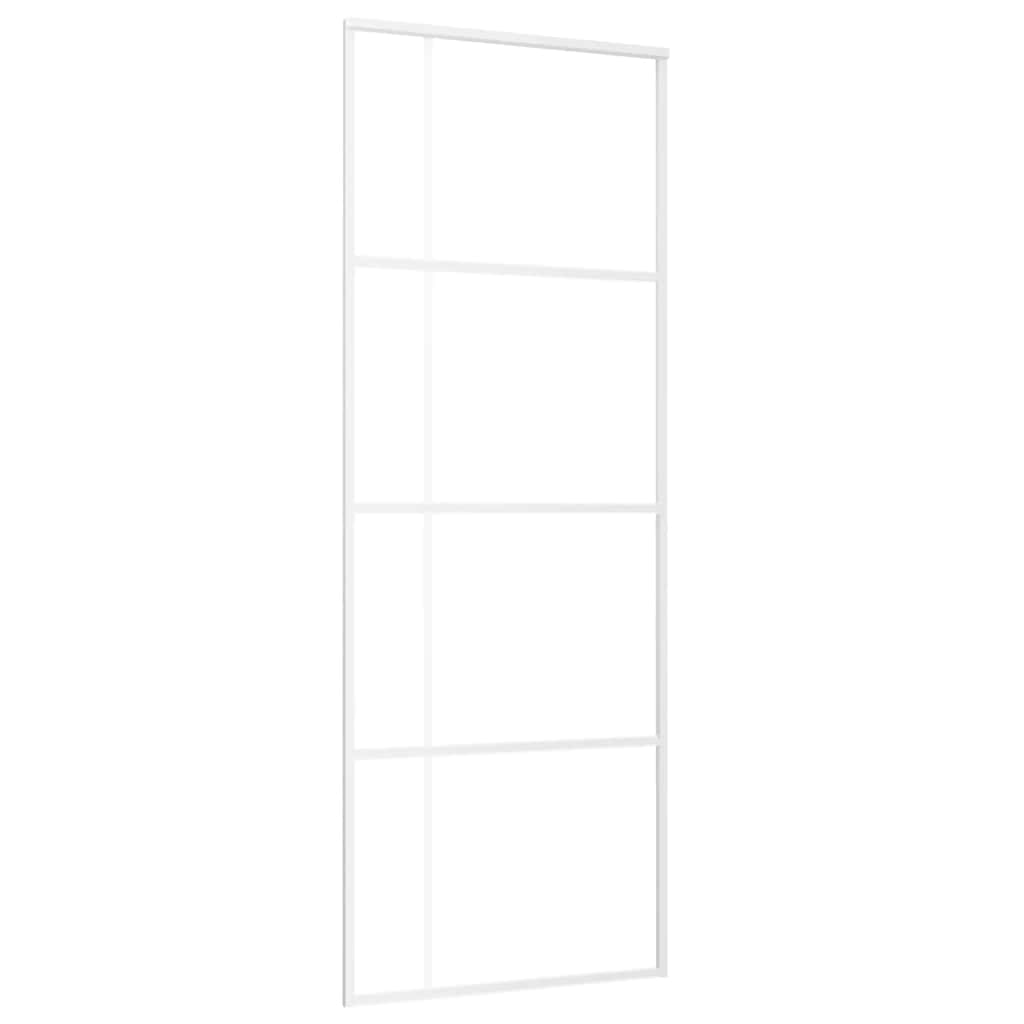 skydedør 76x205 cm hærdet matteret glas og aluminium hvid