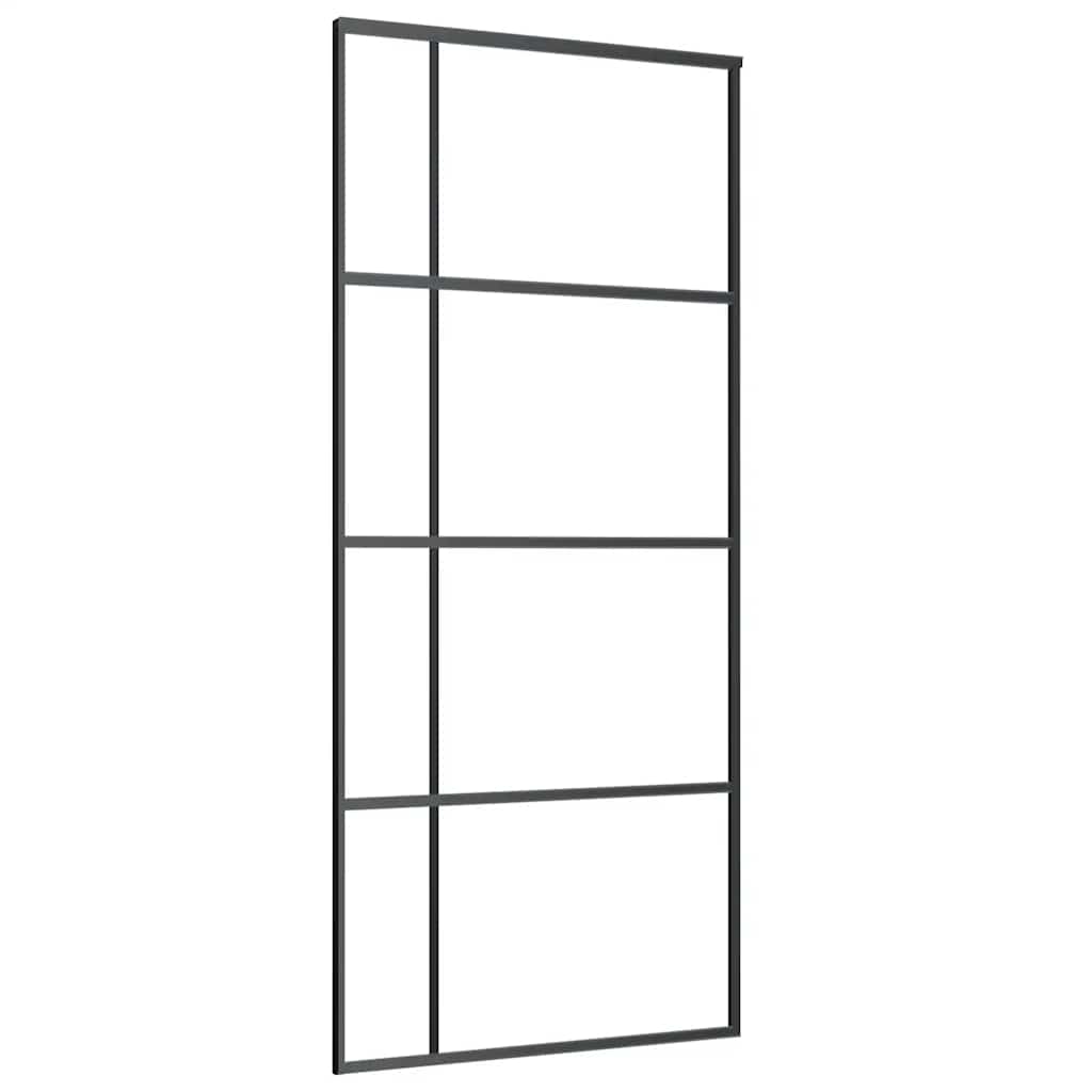 skydedør 90x205 cm hærdet matteret glas og aluminium sort