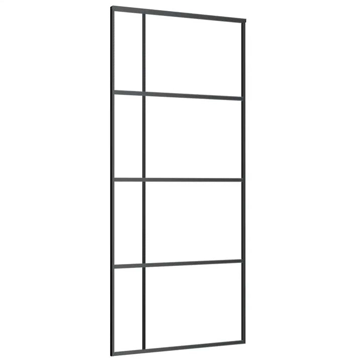 skydedør 90x205 cm hærdet matteret glas og aluminium sort
