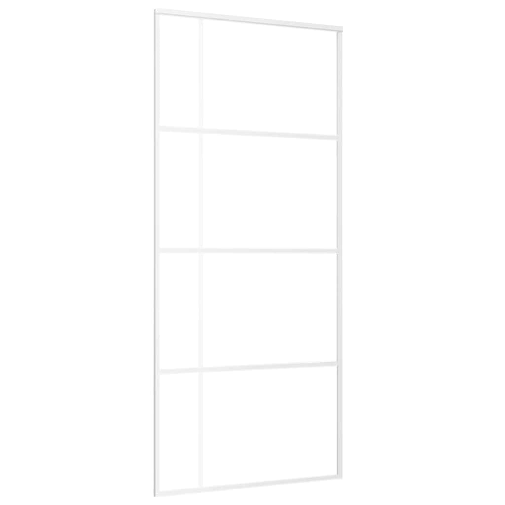 skydedør 90x205 cm hærdet matteret glas og aluminium hvid