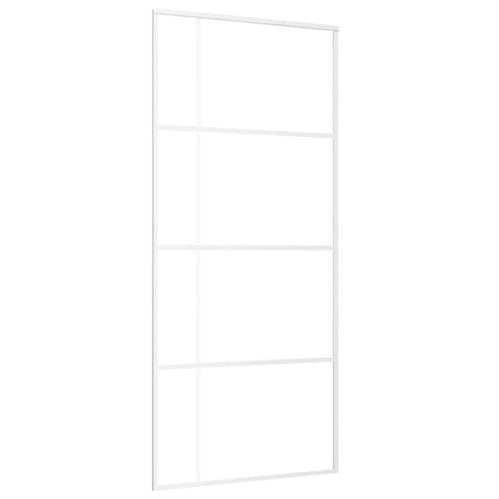 skydedør 90x205 cm hærdet matteret glas og aluminium hvid