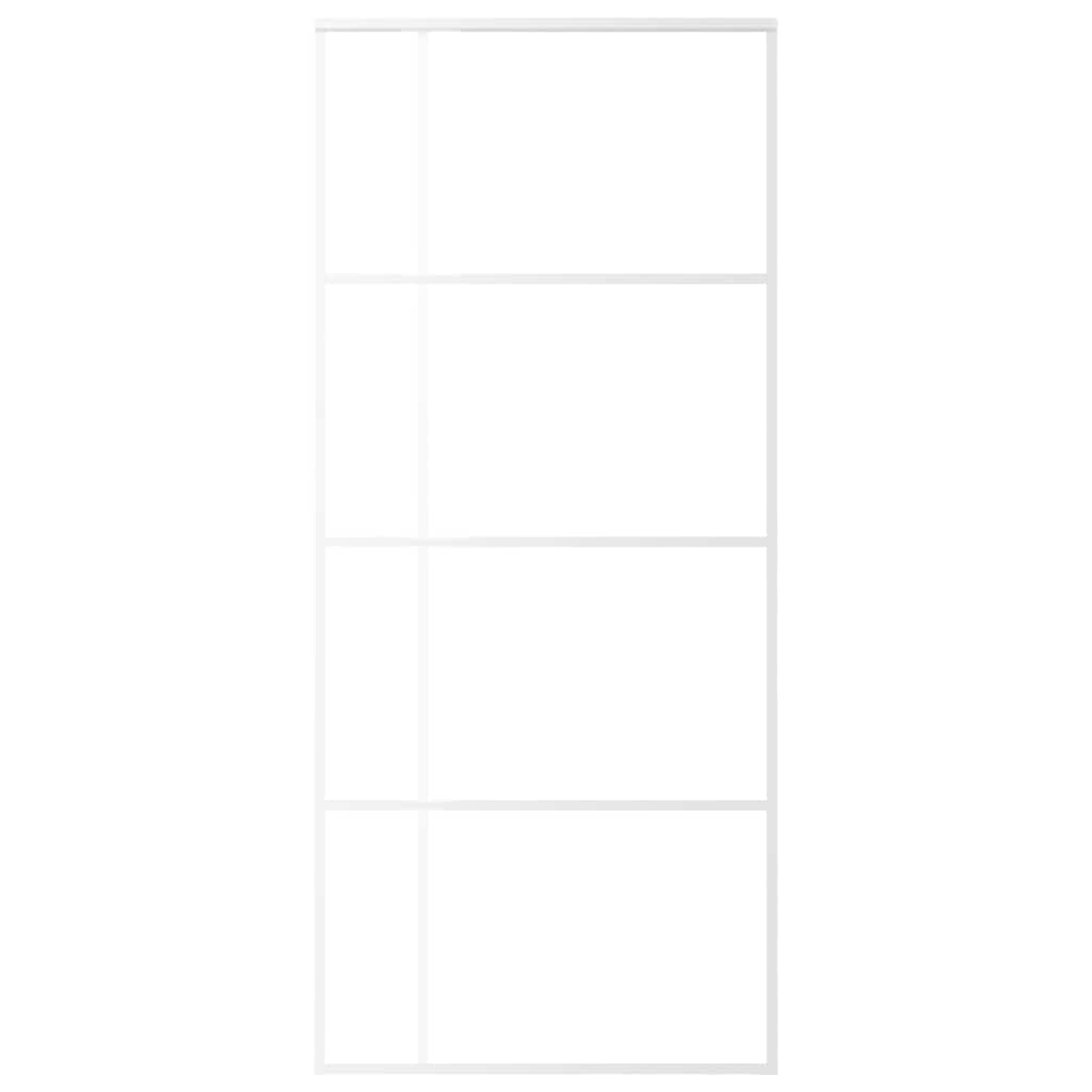 skydedør 90x205 cm hærdet matteret glas og aluminium hvid