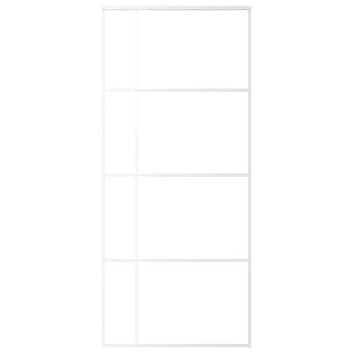 skydedør 90x205 cm hærdet matteret glas og aluminium hvid