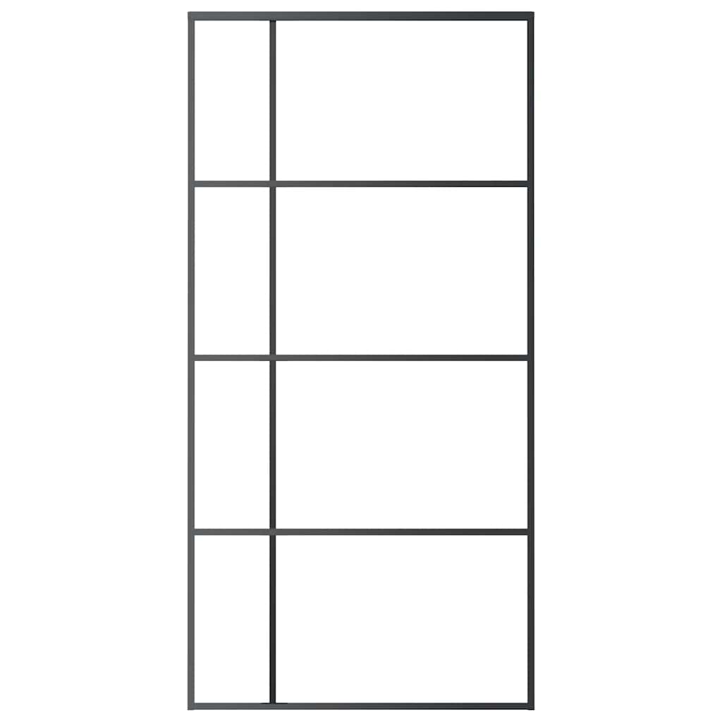 skydedør 102,5x205 cm hærdet glas og aluminium sort