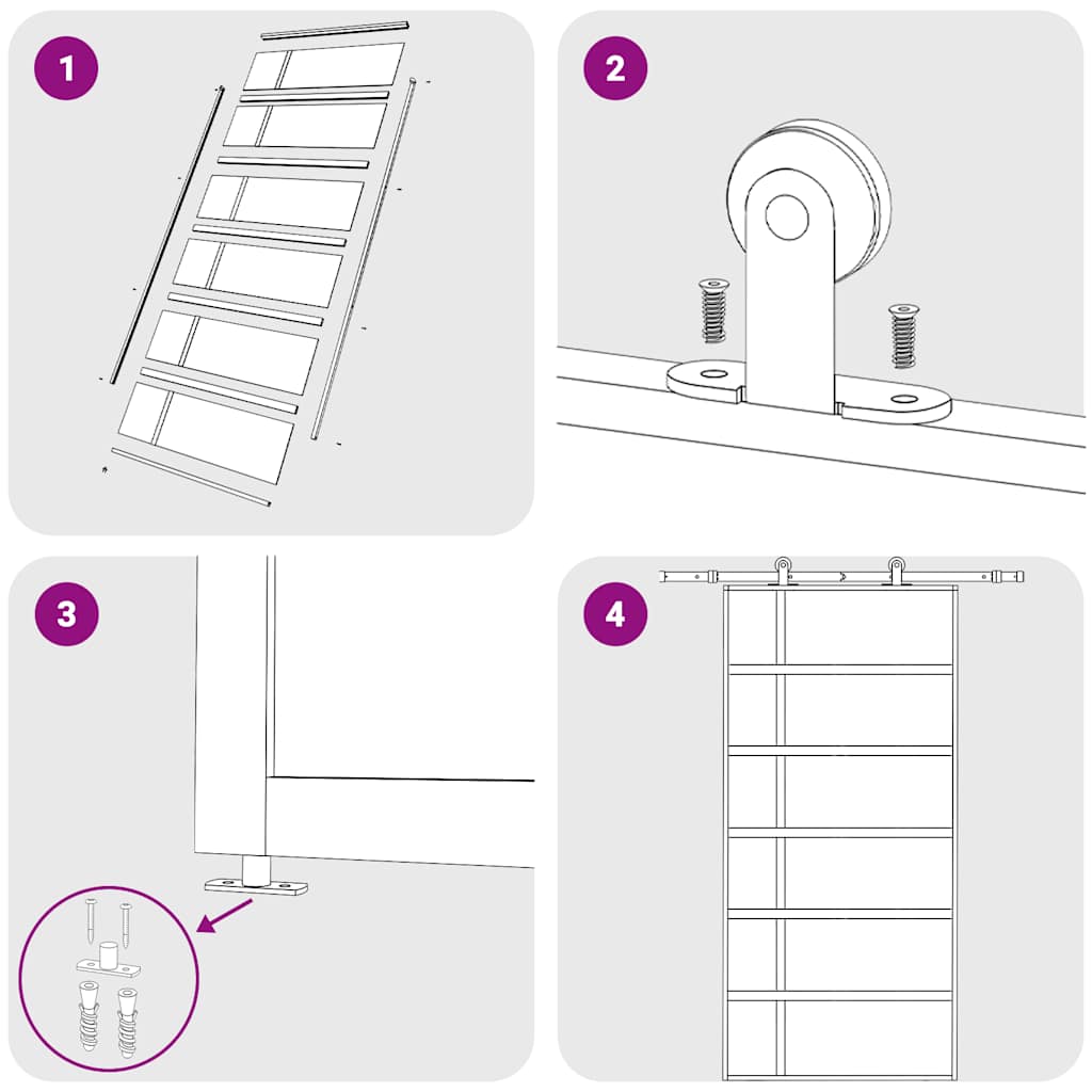skydedør 102,5x205 cm hærdet glas og aluminium sort