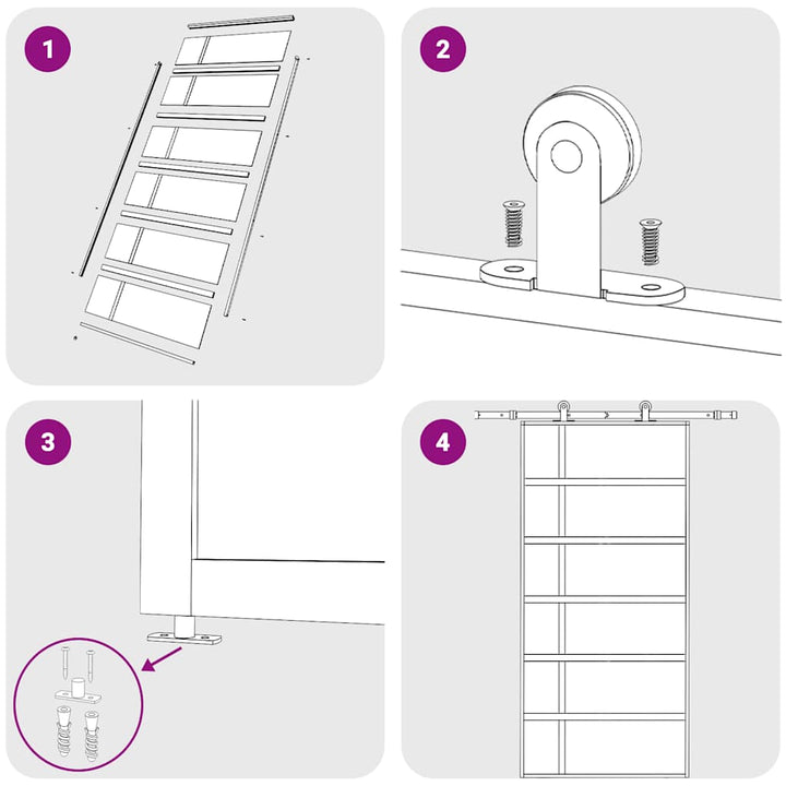 skydedør 102,5x205 cm hærdet glas og aluminium sort