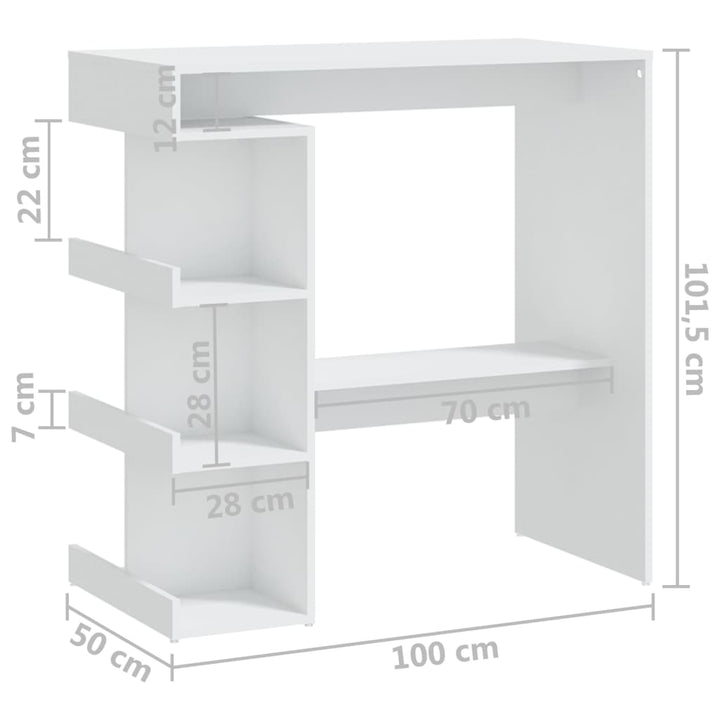 barbord m. stativ 100x50x101,5 cm konstrueret træ hvid