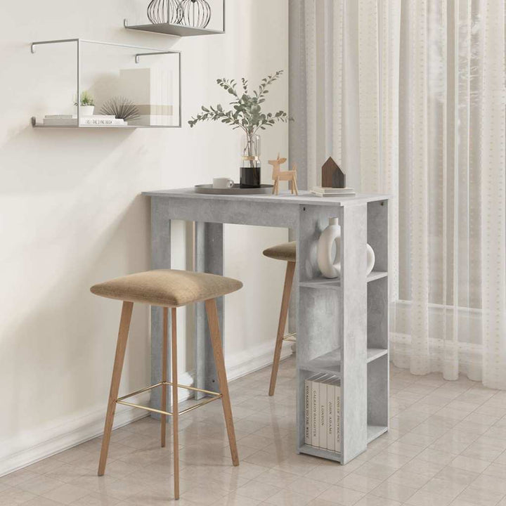 barbord med hylde 102x50x103,5 cm konstrueret træ betongrå