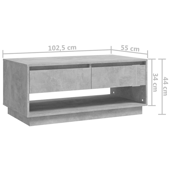 sofabord 102,5x55x44 cm konstrueret træ betongrå