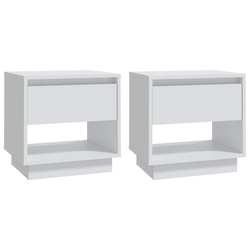 sengeborde 2 stk. 45x34x44 cm konstrueret træ hvid