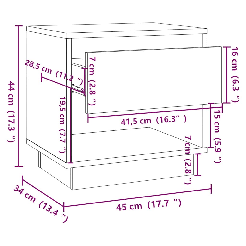 sengeborde 2 stk. 45x34x44 cm konstrueret træ hvid