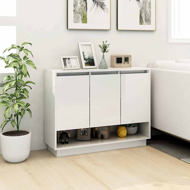 skænk 97x31x75 cm konstrueret træ hvid