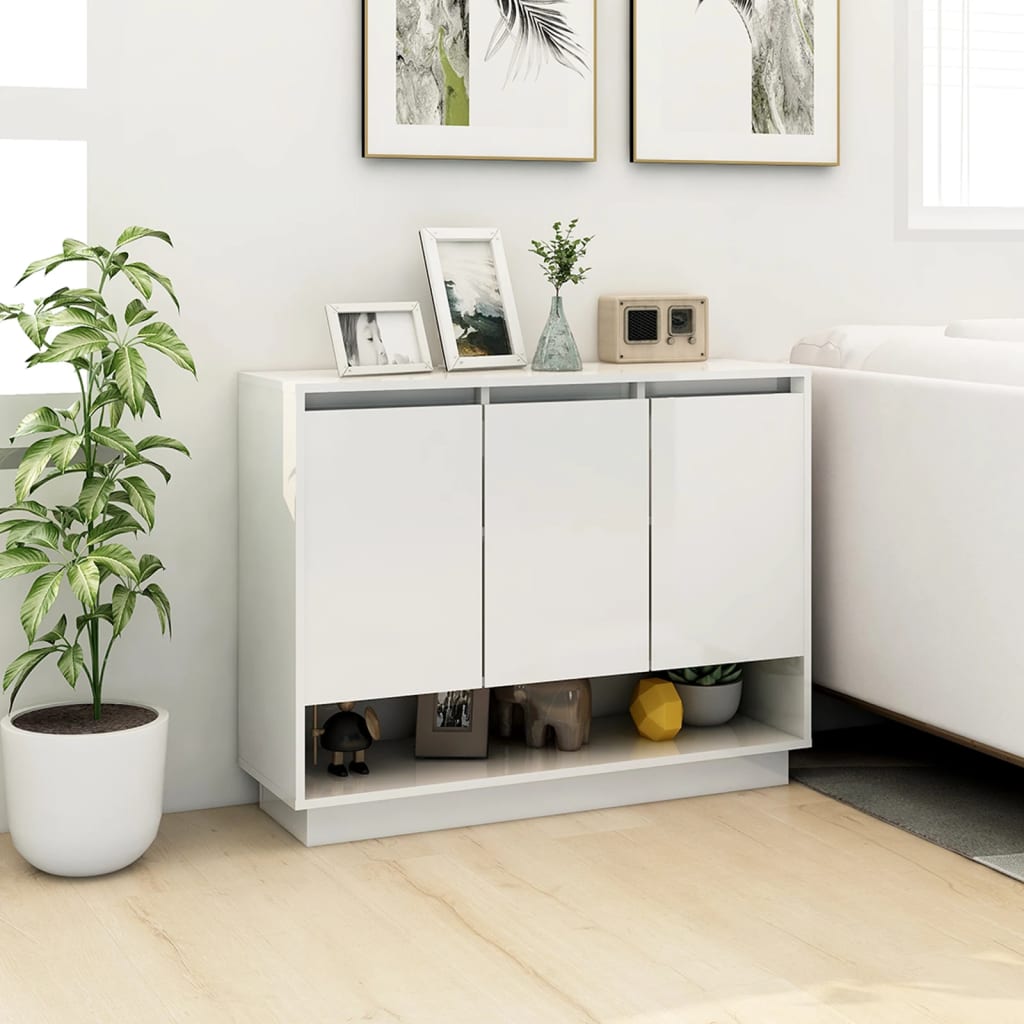 skænk 97x31x75 cm konstrueret træ hvid