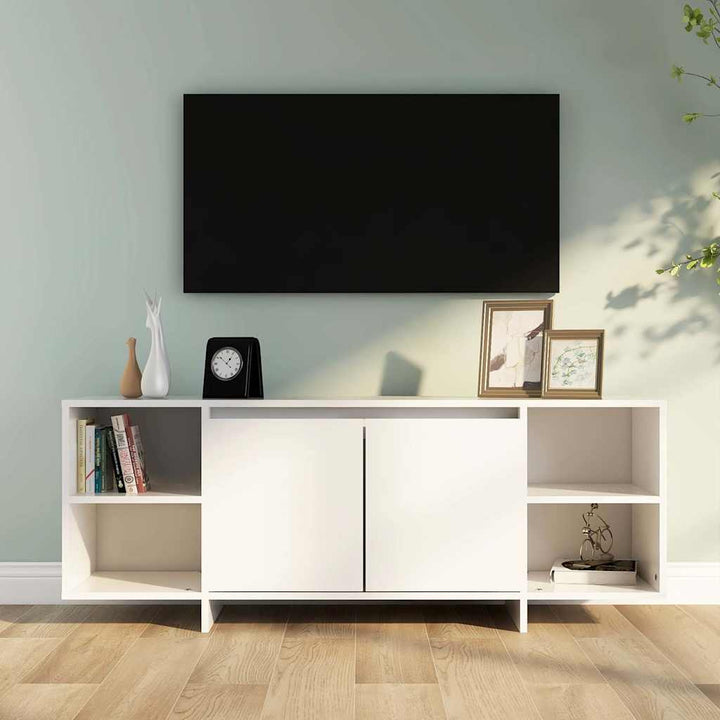 tv-bord 130x35x50 cm konstrueret træ hvid