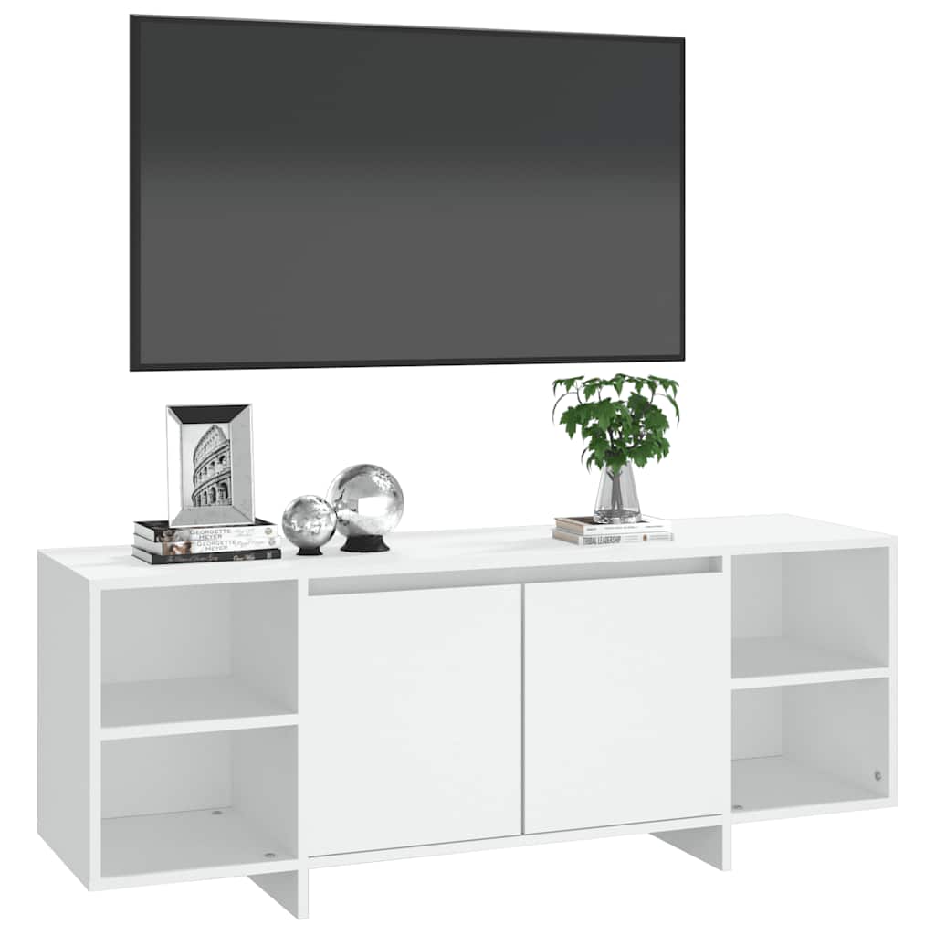 tv-bord 130x35x50 cm konstrueret træ hvid