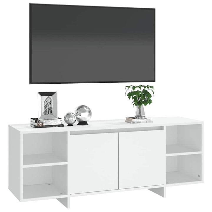 tv-bord 130x35x50 cm konstrueret træ hvid