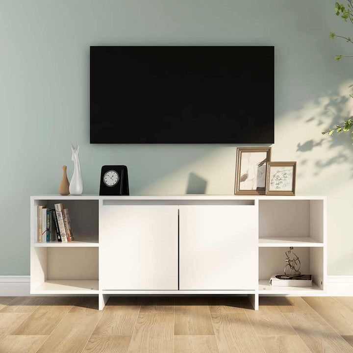 tv-bord 130x35x50 cm konstrueret træ hvid