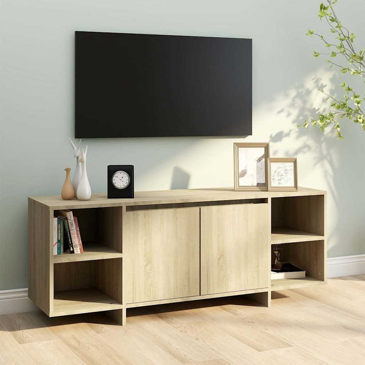 tv-bord 130x35x50 cm konstrueret træ sonoma-eg