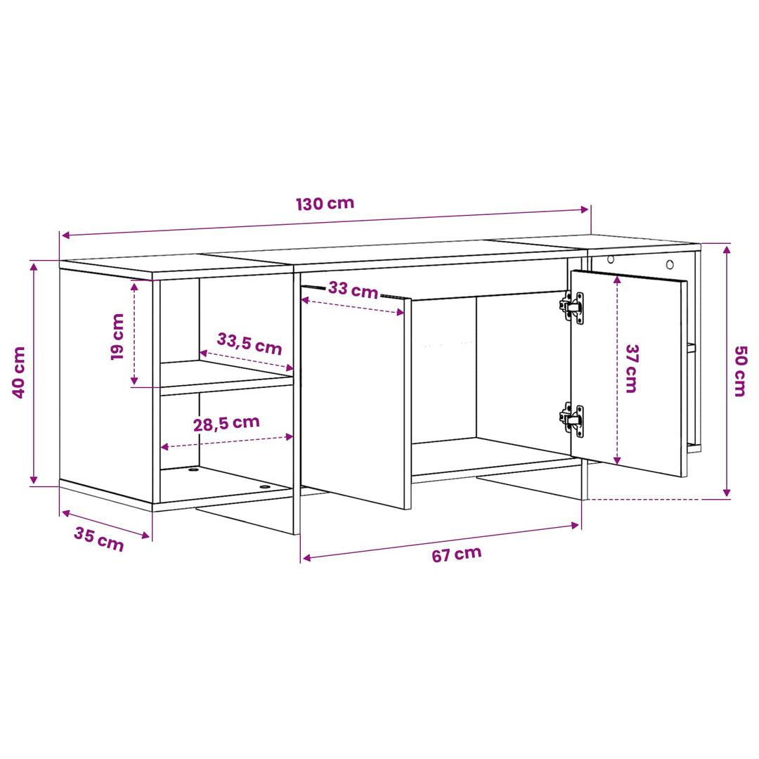 tv-bord 130x35x50 cm konstrueret træ sonoma-eg