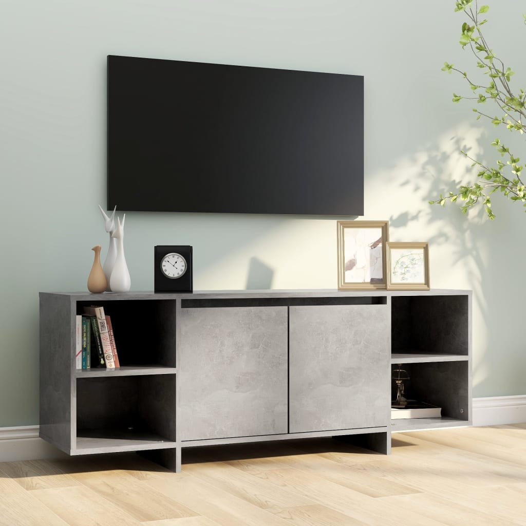 tv-bord 130x35x50 cm konstrueret træ betongrå