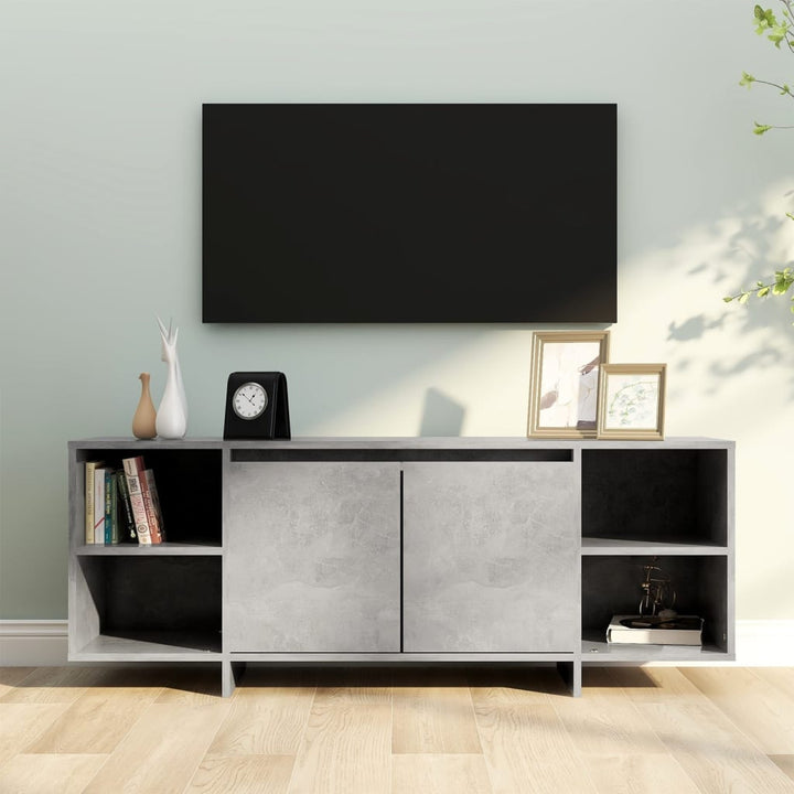 tv-bord 130x35x50 cm konstrueret træ betongrå