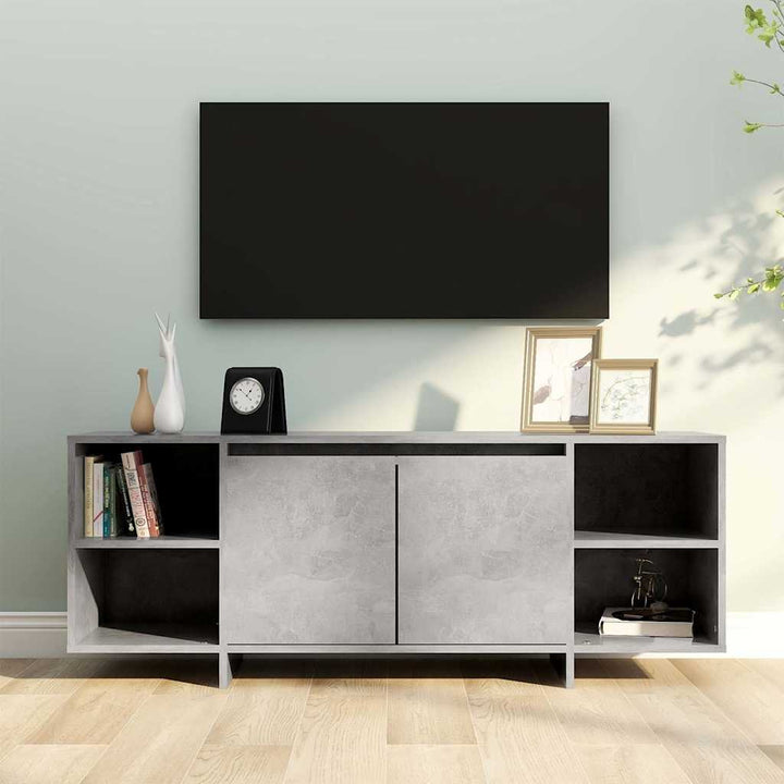 tv-bord 130x35x50 cm konstrueret træ betongrå
