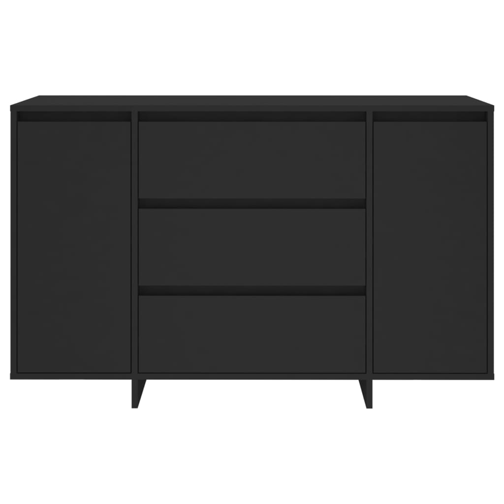 skænk med 3 skuffer 120x41x75 cm konstrueret træ sort