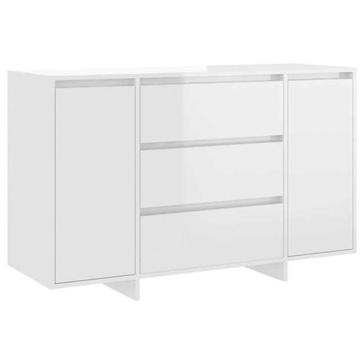 skænk med 3 skuffer120x41x75 cm konstrueret træ hvid højglans